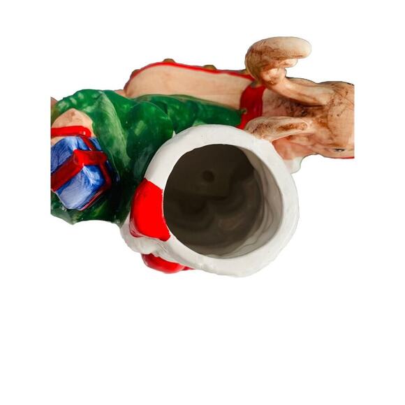 Vintage Teapot Santa Clause Reindeer Christmas Holiday Tea Beverage Dispenser - Picture 4 of 16